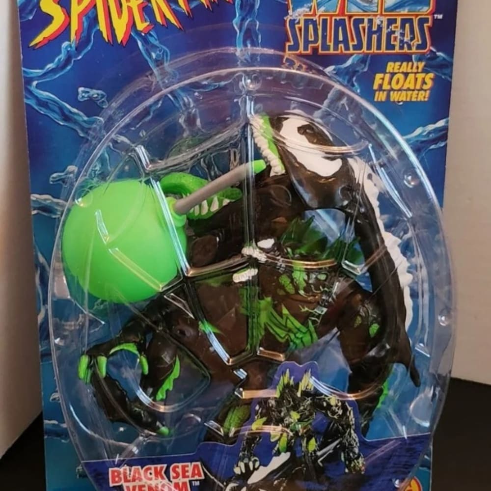 1997 Toy Biz Spider-Man Web Splashers Black Sea Venom Action Figure New Sealed Package